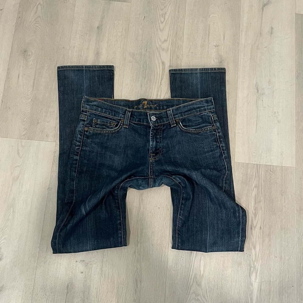 7 For All Mankind Roxy Low Rise Jeans Medium Wash Blue Bootcut Straight Y2K